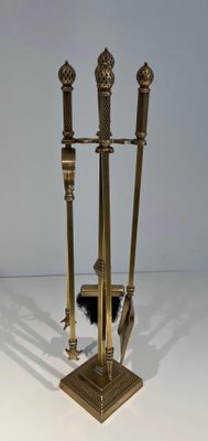 Neoclassical Bronze and Brass Fire Tools Set, 1930s, Set of 4-BA-1784740