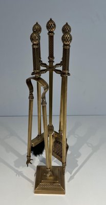 Neoclassical Bronze and Brass Fire Tools Set, 1930s, Set of 4-BA-1784740