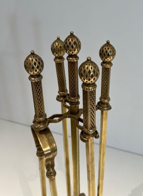 Neoclassical Bronze and Brass Fire Tools Set, 1930s, Set of 4-BA-1784740