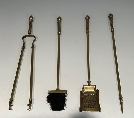 Neoclassical Bronze and Brass Fire Tools Set, 1930s, Set of 4-BA-1784740