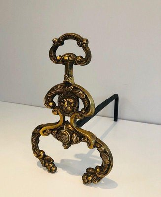 Neoclassical Bronze and Wrought Iron Chenets, Set of 2-BA-1365823