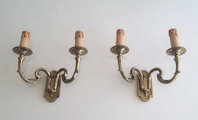 Neoclassical Bronze Sconces, 1970s, Set of 2-BA-1365783