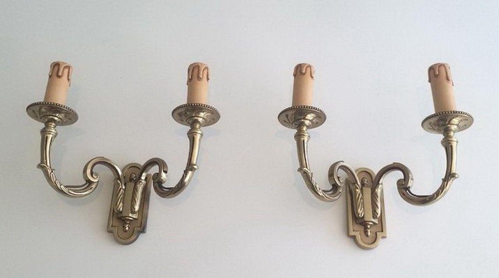 Neoclassical Bronze Sconces, 1970s, Set of 2-BA-1365783