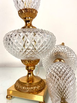 Neoclassical Cut Crystal & Brass Table Lamps, Italy, 1950s, Set of 2-WZZ-1139029