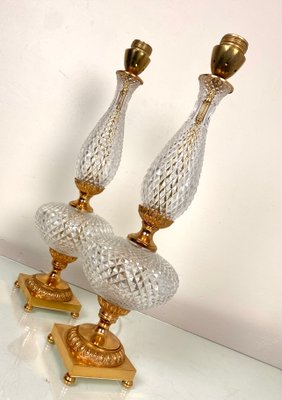 Neoclassical Cut Crystal & Brass Table Lamps, Italy, 1950s, Set of 2-WZZ-1139029