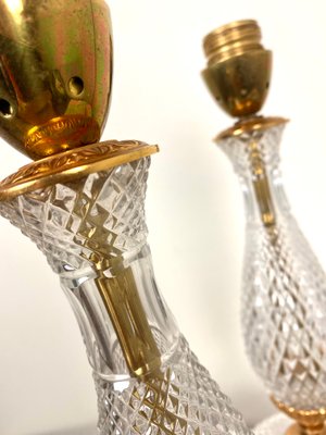 Neoclassical Cut Crystal & Brass Table Lamps, Italy, 1950s, Set of 2-WZZ-1139029