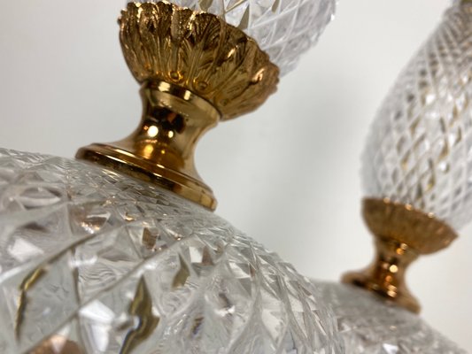 Neoclassical Cut Crystal & Brass Table Lamps, Italy, 1950s, Set of 2-WZZ-1139029