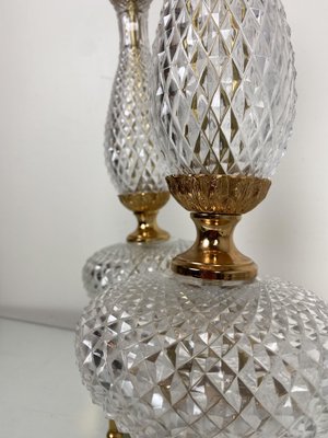 Neoclassical Cut Crystal & Brass Table Lamps, Italy, 1950s, Set of 2-WZZ-1139029