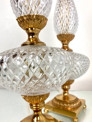 Neoclassical Cut Crystal & Brass Table Lamps, Italy, 1950s, Set of 2-WZZ-1139029