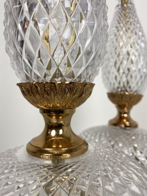 Neoclassical Cut Crystal & Brass Table Lamps, Italy, 1950s, Set of 2-WZZ-1139029