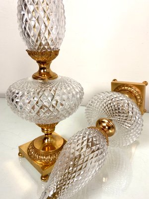 Neoclassical Cut Crystal & Brass Table Lamps, Italy, 1950s, Set of 2-WZZ-1139029