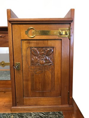 Neoclassical Desk with Floral Carving and Marble Plate-TSE-1268561