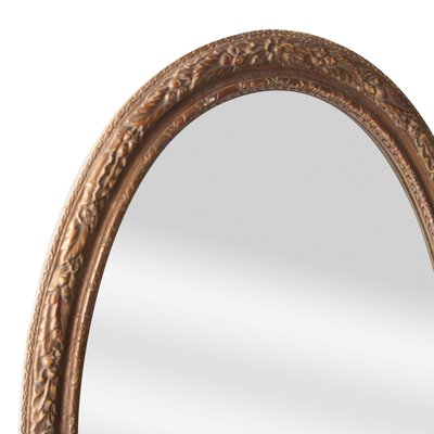 Neoclassical Empire Oval Gold Hand-Carved Wooden Mirror, Spain, 1970-UZ-862968