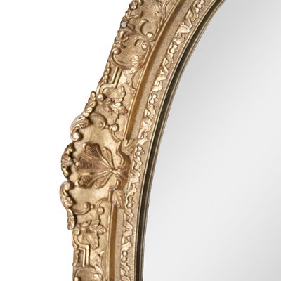 Neoclassical Empire Oval Gold Hand Carved Wooden Mirror, Spain, 1970s-UZ-951717