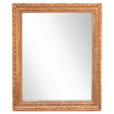 Neoclassical Empire Rectangular Gold Hand Carved Wooden Mirror, 1970s-UZ-1008336