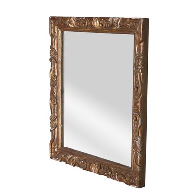 Neoclassical Empire Rectangular Gold Hand Carved Wooden Mirror, Spain, 1970s-UZ-963616