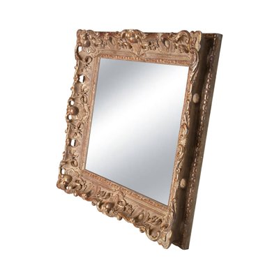 Neoclassical Empire Rectangular Gold Hand Carved Wooden Mirror, Spain, 1970s-UZ-974420