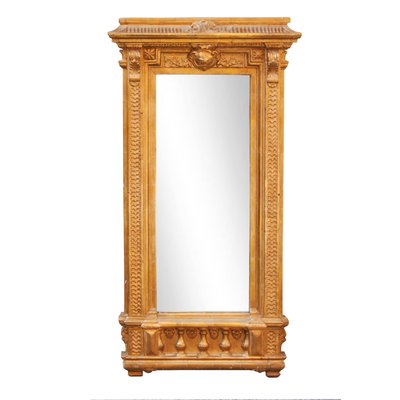 Neoclassical Empire Rectangular Gold Hand Carved Wooden Mirror, Spain, 1970s, Set of 2-UZ-994205