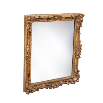 Neoclassical Empire Style Rectangular Mirror in Hand Carved Giltwood, 1970s-UZ-1028940