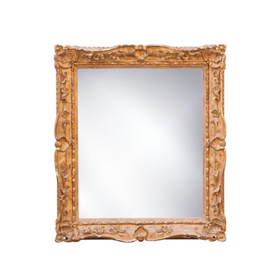 Neoclassical Empire Style Rectangular Mirror in Hand Carved Giltwood, Spain, 1970s-UZ-1028938