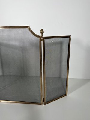 Neoclassical Fire Screen in Brushed Steel, Brass and Wire Mesh in the style of the Maison Jansen, 1940s-BA-1780968