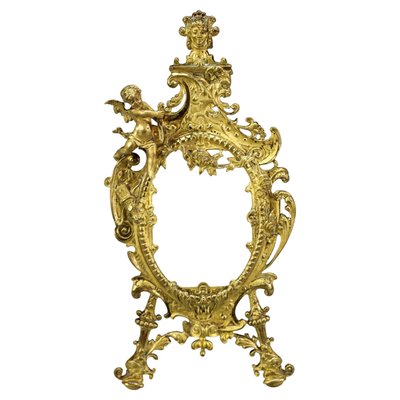 Neoclassical Gilt Bronze Picture Frame with Cherub, France, 1800s-KEG-1218813