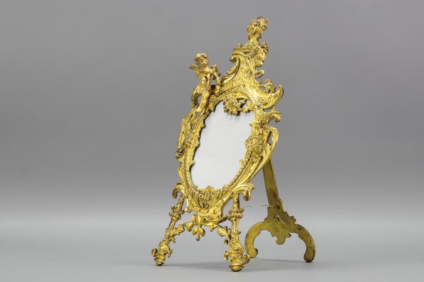 Neoclassical Gilt Bronze Picture Frame with Cherub, France, 1800s-KEG-1218813