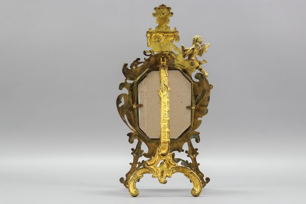 Neoclassical Gilt Bronze Picture Frame with Cherub, France, 1800s-KEG-1218813