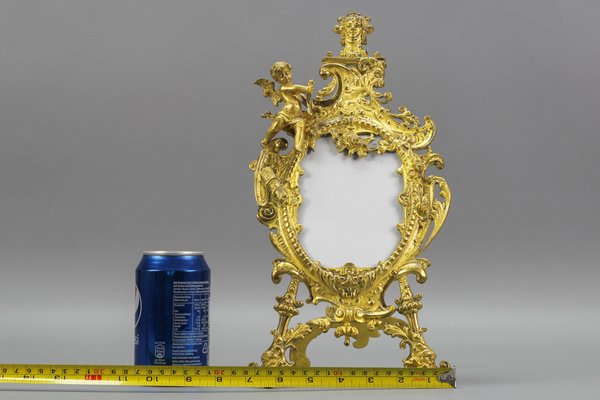 Neoclassical Gilt Bronze Picture Frame with Cherub, France, 1800s-KEG-1218813