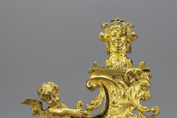 Neoclassical Gilt Bronze Picture Frame with Cherub, France, 1800s-KEG-1218813