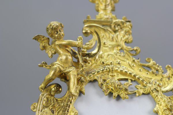 Neoclassical Gilt Bronze Picture Frame with Cherub, France, 1800s-KEG-1218813