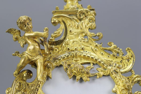 Neoclassical Gilt Bronze Picture Frame with Cherub, France, 1800s-KEG-1218813