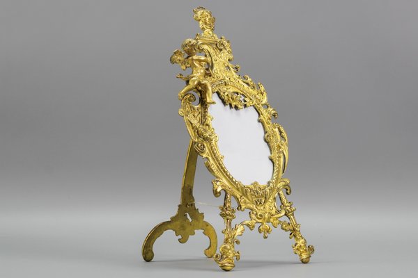 Neoclassical Gilt Bronze Picture Frame with Cherub, France, 1800s-KEG-1218813