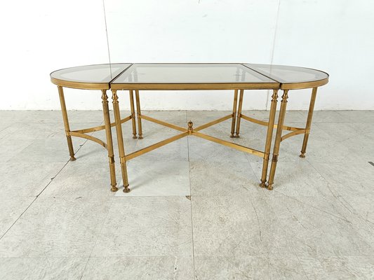 Neoclassical Gilt Metal Coffee Table Set in the style of Maison Jansen, 1960s, Set of 3-IRH-1822796