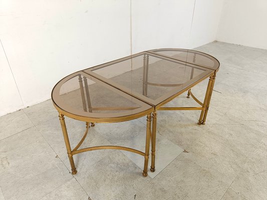 Neoclassical Gilt Metal Coffee Table Set in the style of Maison Jansen, 1960s, Set of 3-IRH-1822796