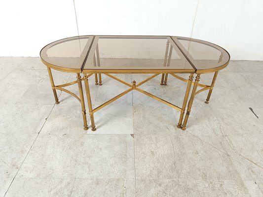 Neoclassical Gilt Metal Coffee Table Set in the style of Maison Jansen, 1960s, Set of 3-IRH-1822796