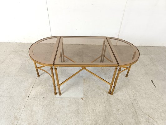 Neoclassical Gilt Metal Coffee Table Set in the style of Maison Jansen, 1960s, Set of 3-IRH-1822796