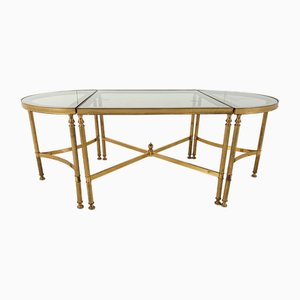 Neoclassical Gilt Metal Coffee Table Set in the style of Maison Jansen, 1960s, Set of 3-IRH-1822796