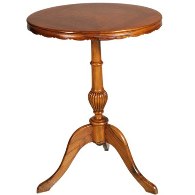 Neoclassical Hand Carved Blond Walnut Oval Side Table, 1920s-NJV-1273044