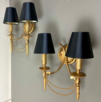 Neoclassical Italian Wall Lights in Gilt Brass by Gaetano Sciolari for Sciolari, 1960s, Set of 2-WZZ-1179077