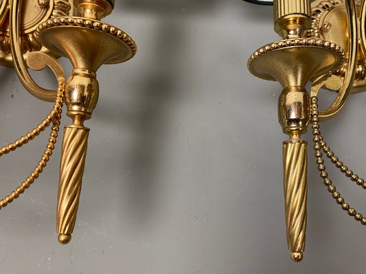 Neoclassical Italian Wall Lights in Gilt Brass by Gaetano Sciolari for Sciolari, 1960s, Set of 2-WZZ-1179077