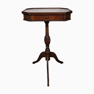 Neoclassical Italian Walnut Inlay Octagonal Tripod Side Table, 1950s-EUP-1820402