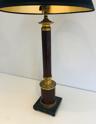 Neoclassical Lamps False-Bois in Metal and Brass, 1940s, Set of 2-BA-1691678