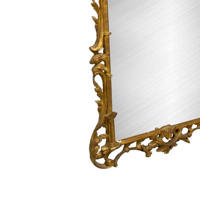 Neoclassical Rectangular Gold Foil Hand Carved Wooden Mirror, Spain, 1970-UZ-1278342