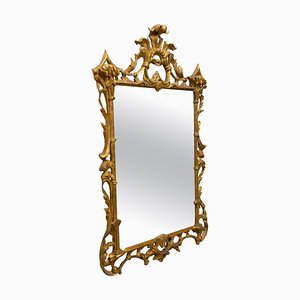 Neoclassical Rectangular Gold Foil Hand Carved Wooden Mirror, Spain, 1970-UZ-1278342