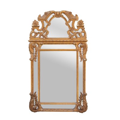 Neoclassical Rectangular Hand Carved Wooden Mirror with Gold Foil, 1970-UZ-1143086