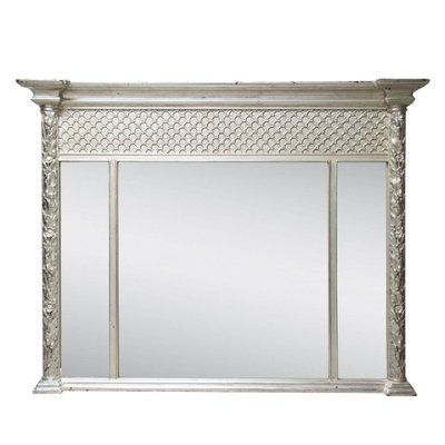 Neoclassical Rectangular Silver Hand Carved Triptych Mirror, 1970-UZ-1192835