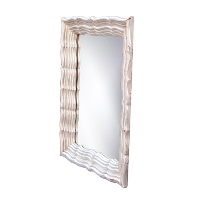 Neoclassical Regency Rectangular Silver Hand Carved Wooden Mirror, 1970-UZ-984962