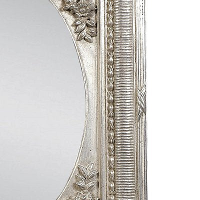 Neoclassical Regency Rectangular Silver Hand-Carved Wooden Mirror, 1970-UZ-862948