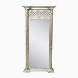 Neoclassical Regency Rectangular Silver Hand Carved Wooden Mirror, 1970s-UZ-1272631